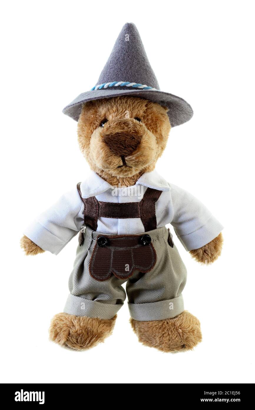 bayerischer Teddybär isoliert auf Weiß Stockfoto