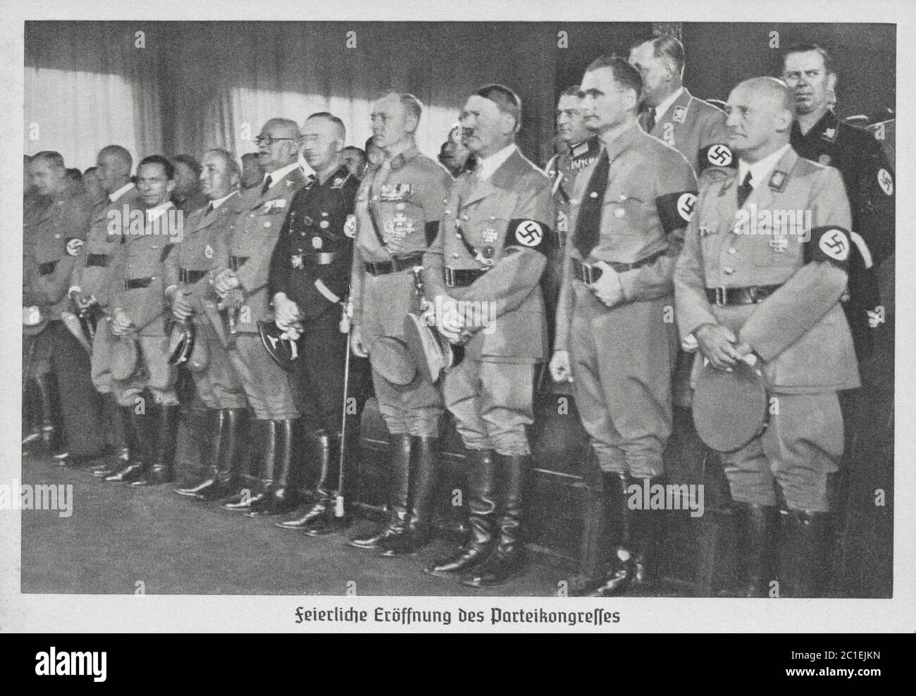Goebbels, Himmler, Hitler, Hess bei der Eröffnung des Kongresses der Nazi-Partei in Nürnberg. Deutschland, 1936 Stockfoto