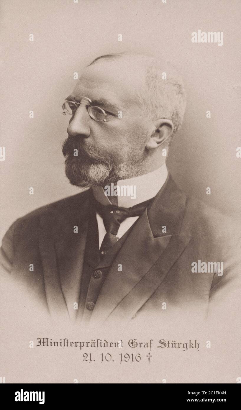 Karl von Stürgkh (1859 – 1916) war ein österreichischer Politiker und Ministerpräsident von Cisleithania während der Krise vom 1914. Juli, die zu dem Ausbruch führte Stockfoto