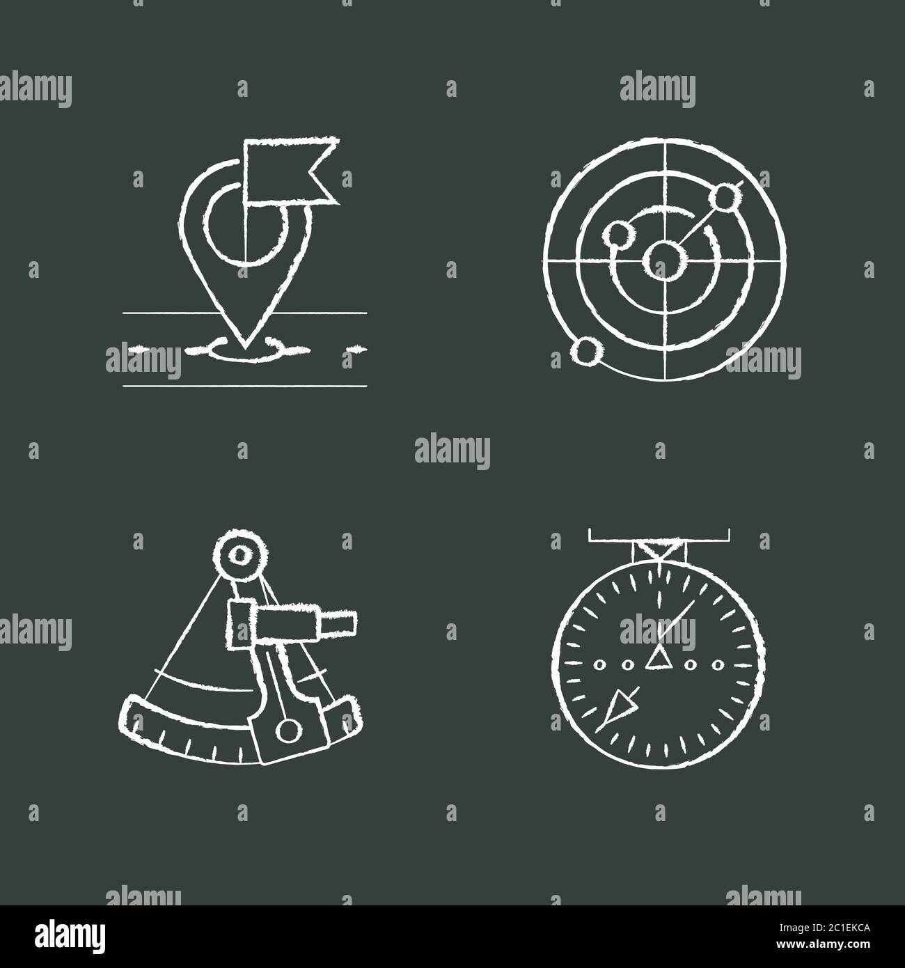 Weiße Symbole für die Navigation auf schwarzem Hintergrund Stock Vektor