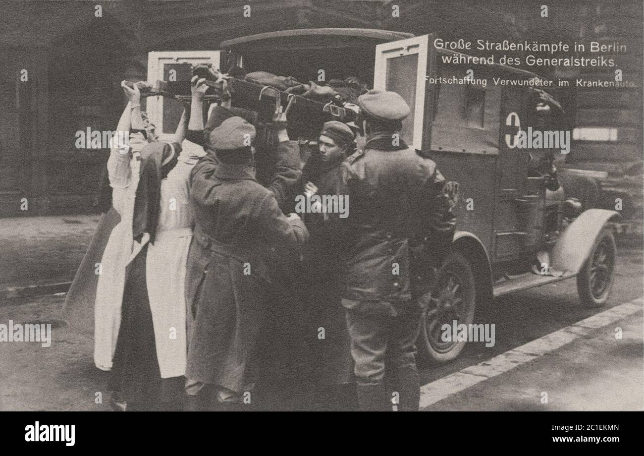 Straßenkämpfe in Berlin. Deutschland. 1919. Stockfoto