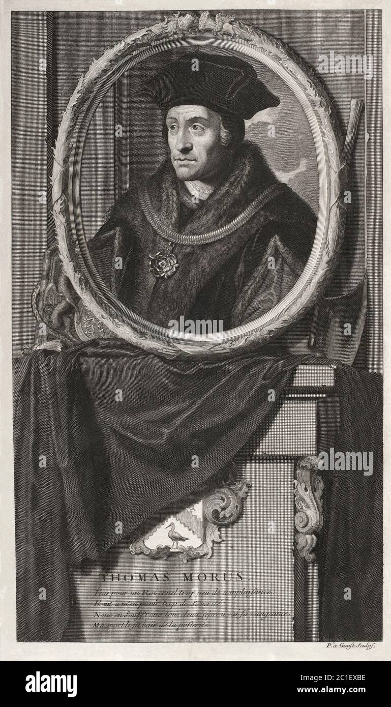 Sir Thomas More (1478 – 1535), in der katholischen Kirche als St. Thomas More verehrt, war ein englischer Anwalt, Sozialphilosoph, Autor, Staatsmann, ein Stockfoto