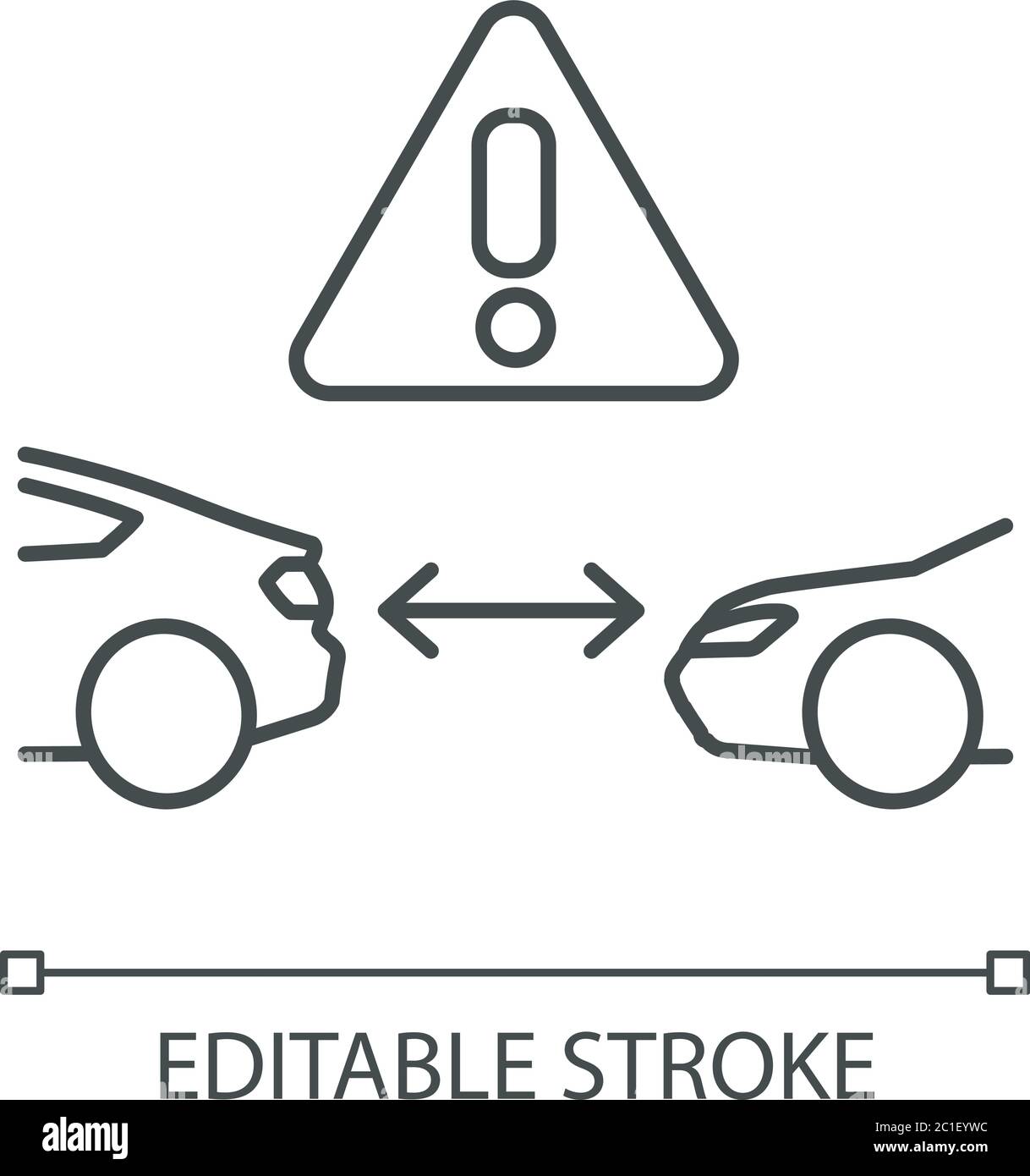 Sicherer Abstand zwischen Autos Pixel perfekte lineare Symbol Stock Vektor