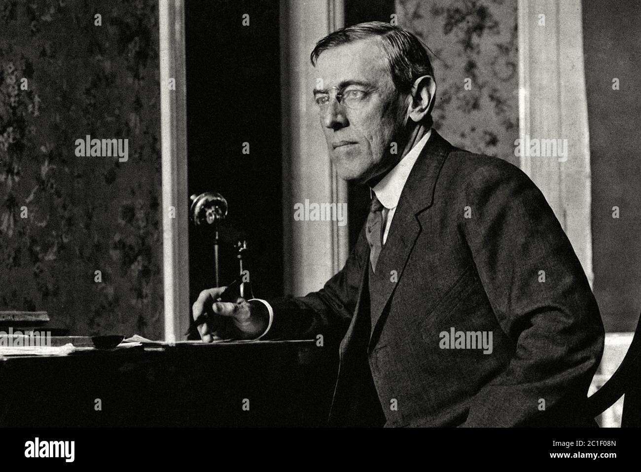 Thomas Woodrow Wilson (1856 - 1924) war ein US-amerikanischer Politiker, Rechtsanwalt und Akademiker, der ab 1913 t als 28. präsident der Vereinigten Staaten tätig war Stockfoto