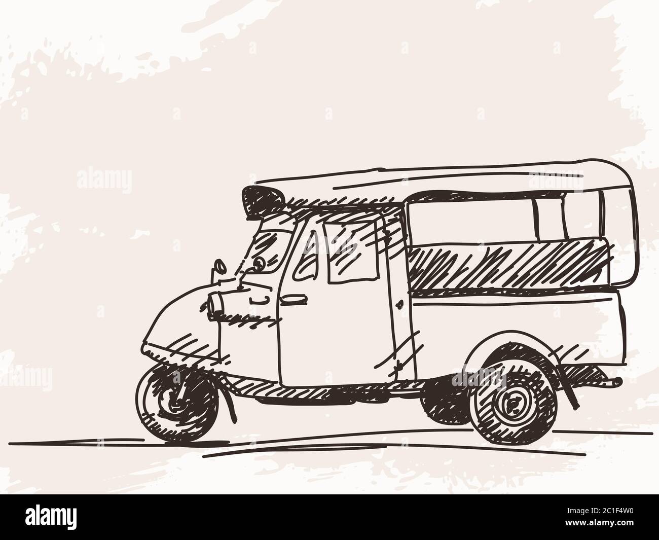 Hand gezeichnet Motorrad Rikscha Taxi Vektor-Illustration Stock Vektor