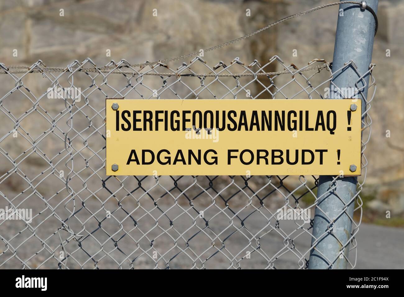 Iserfigeqqusaanngilaq - grönländische unpronouncable Wörter, die Eintrag verbieten. Stockfoto