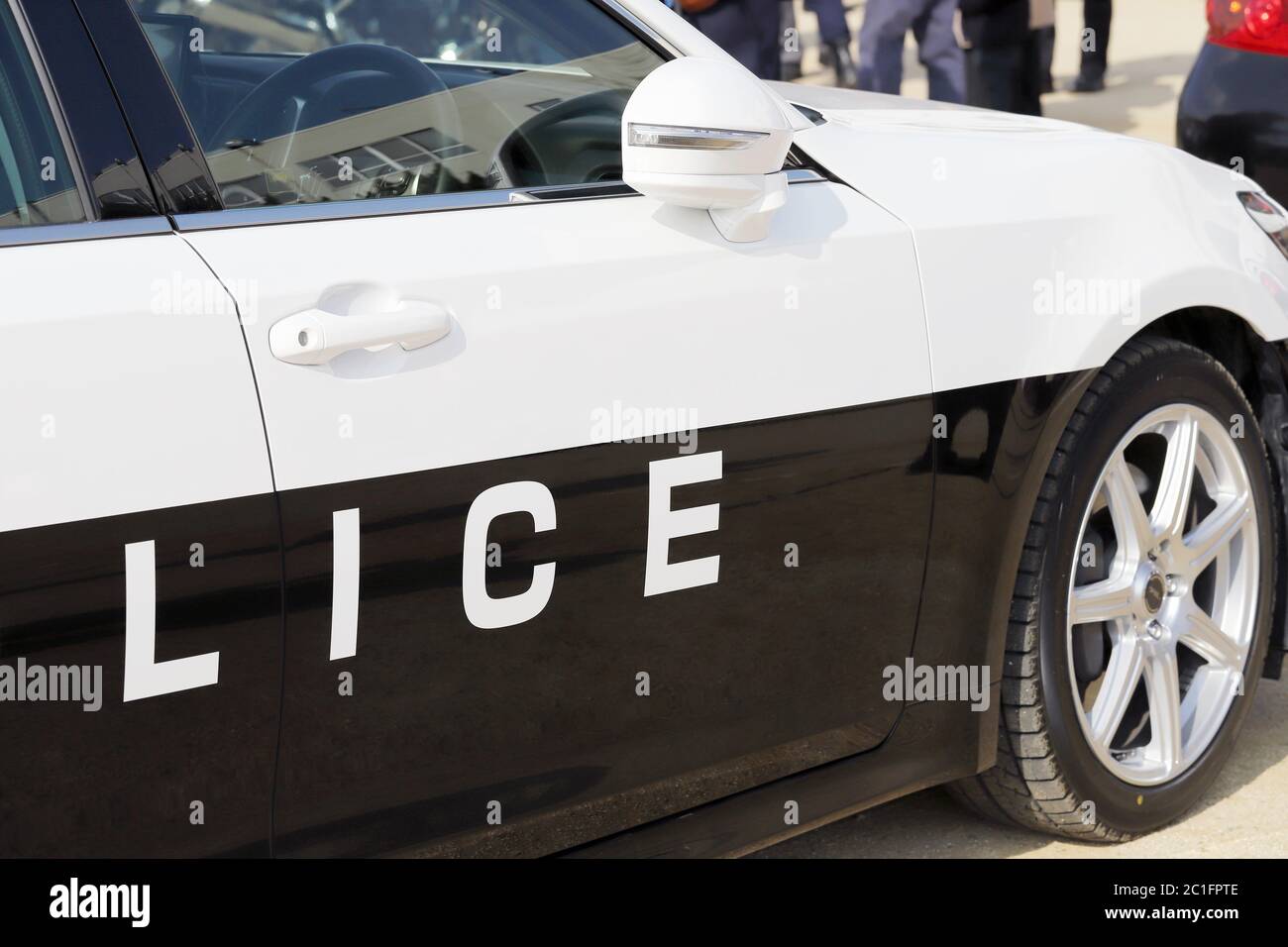 Nahaufnahme der Leiche des japanischen Polizeiautos Stockfoto