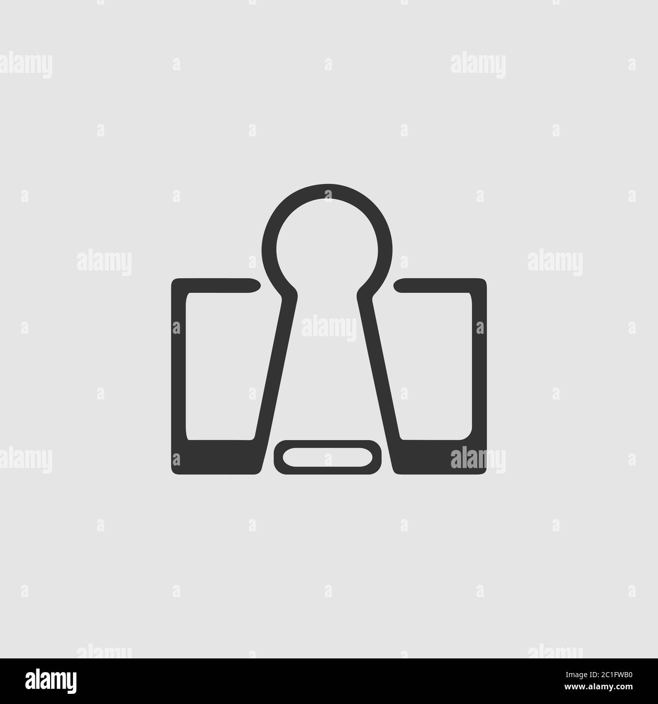 Binderclip-Symbol flach. Schwarzes Piktogramm auf grauem Hintergrund. Vektorgrafik Symbol Stock Vektor