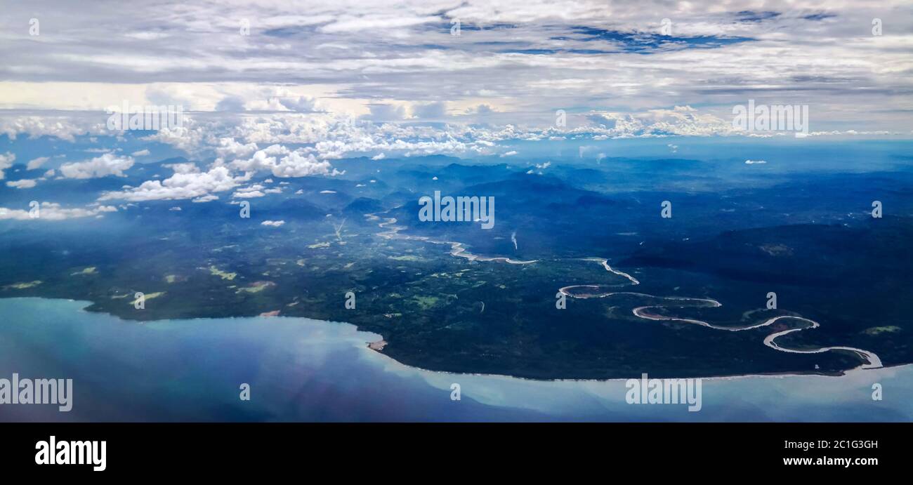 Luftaufnahme zur Provinz Madang Papua-Neuguinea Stockfoto