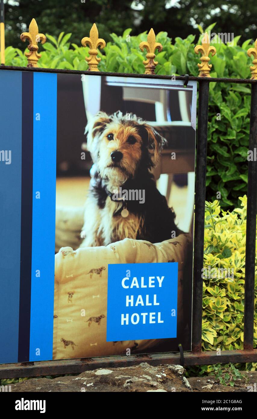 Hunde erlaubt, Caley Hall Hotel, Old Hunstanton, Norfolk, Willkommen, Schild, Englisch, Hotels Stockfoto