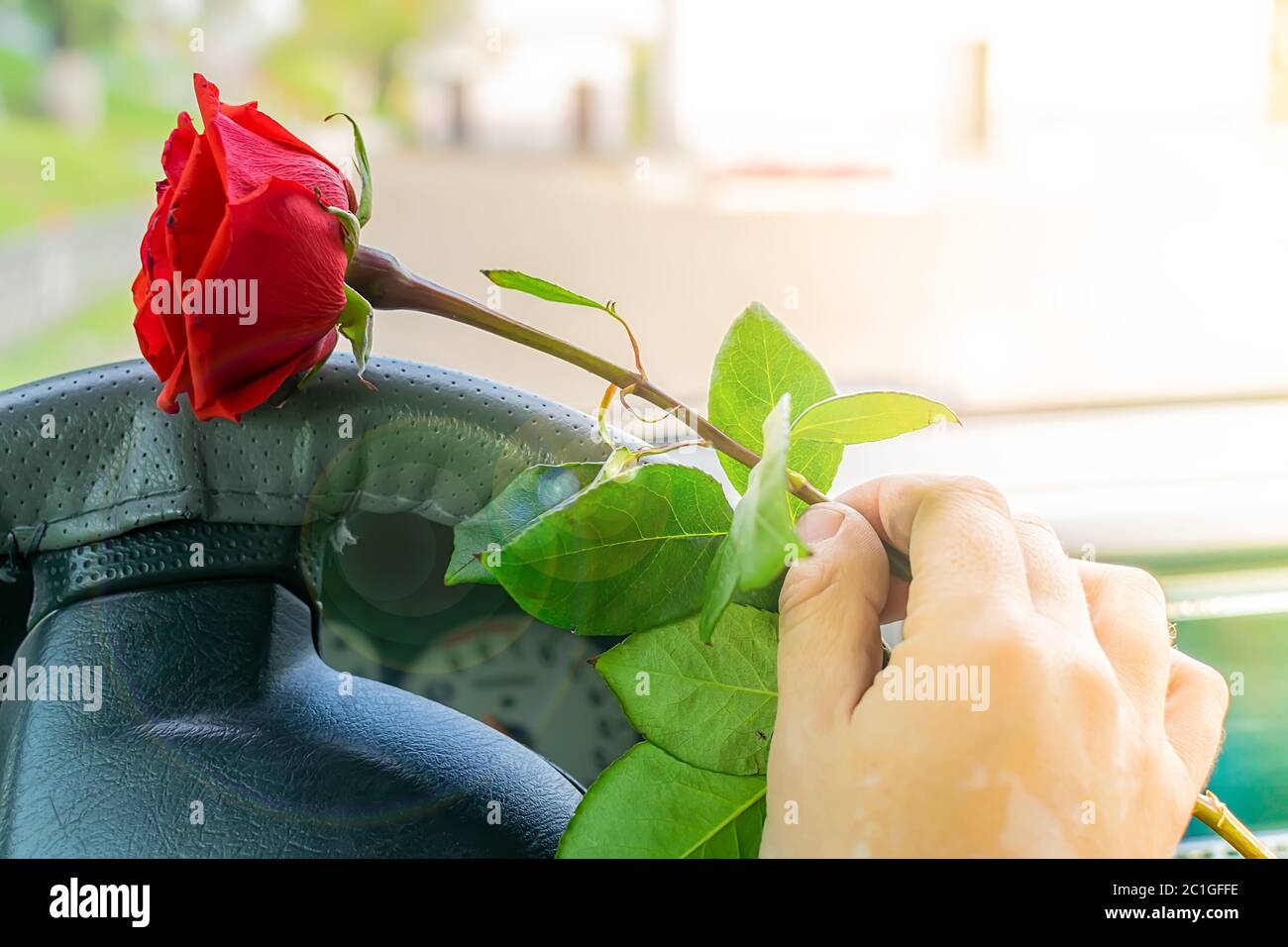 Rote Rose Blume setzt Auto Lenkrad abdeckungen Auto Interieur