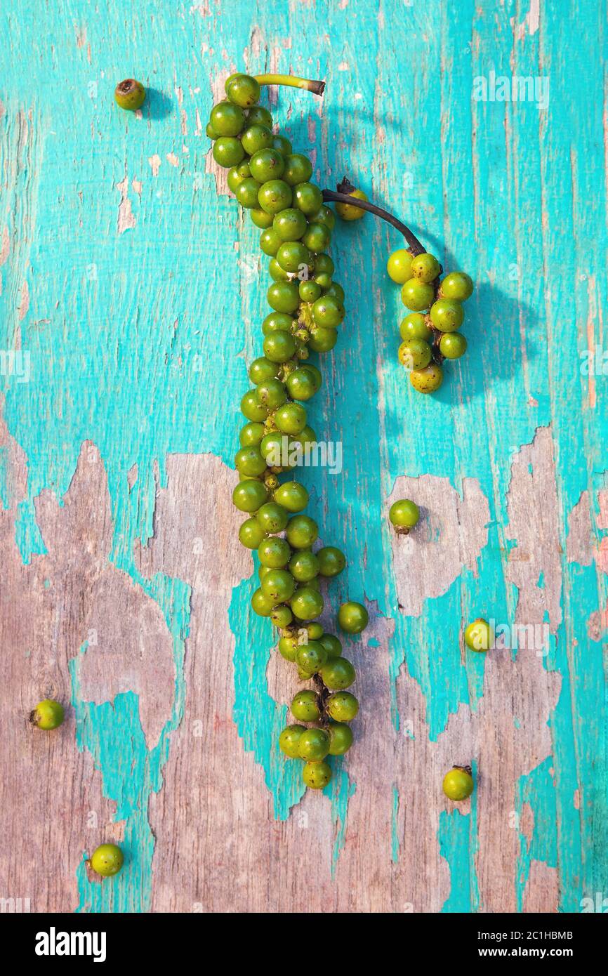 Frische grüne Pfefferkörner Stockfoto