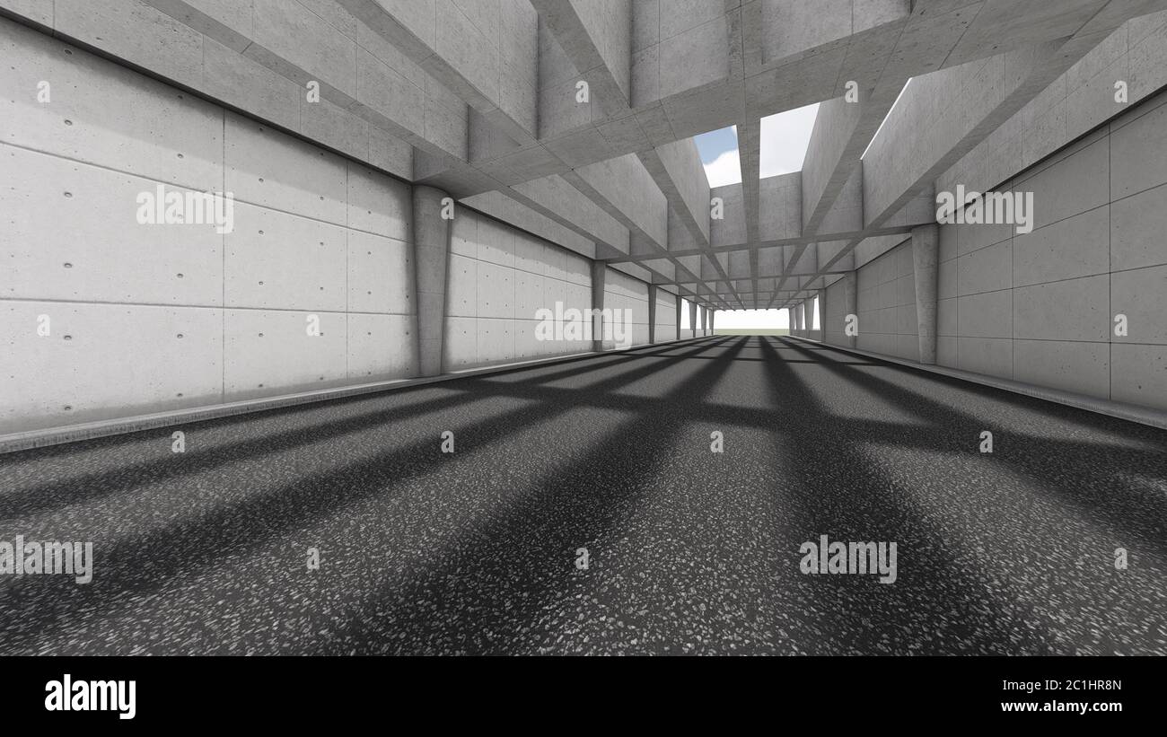 Moderner Straßentunnel. 3D-Rendering Stockfoto
