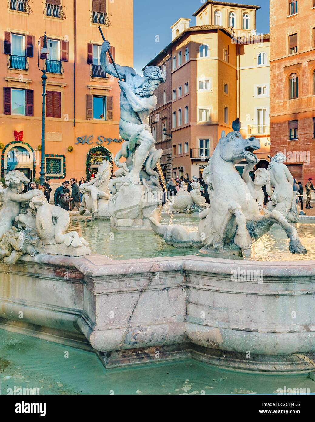 Neptuno-Brunnen, Piazza Navona, Rom, Italien Stockfoto