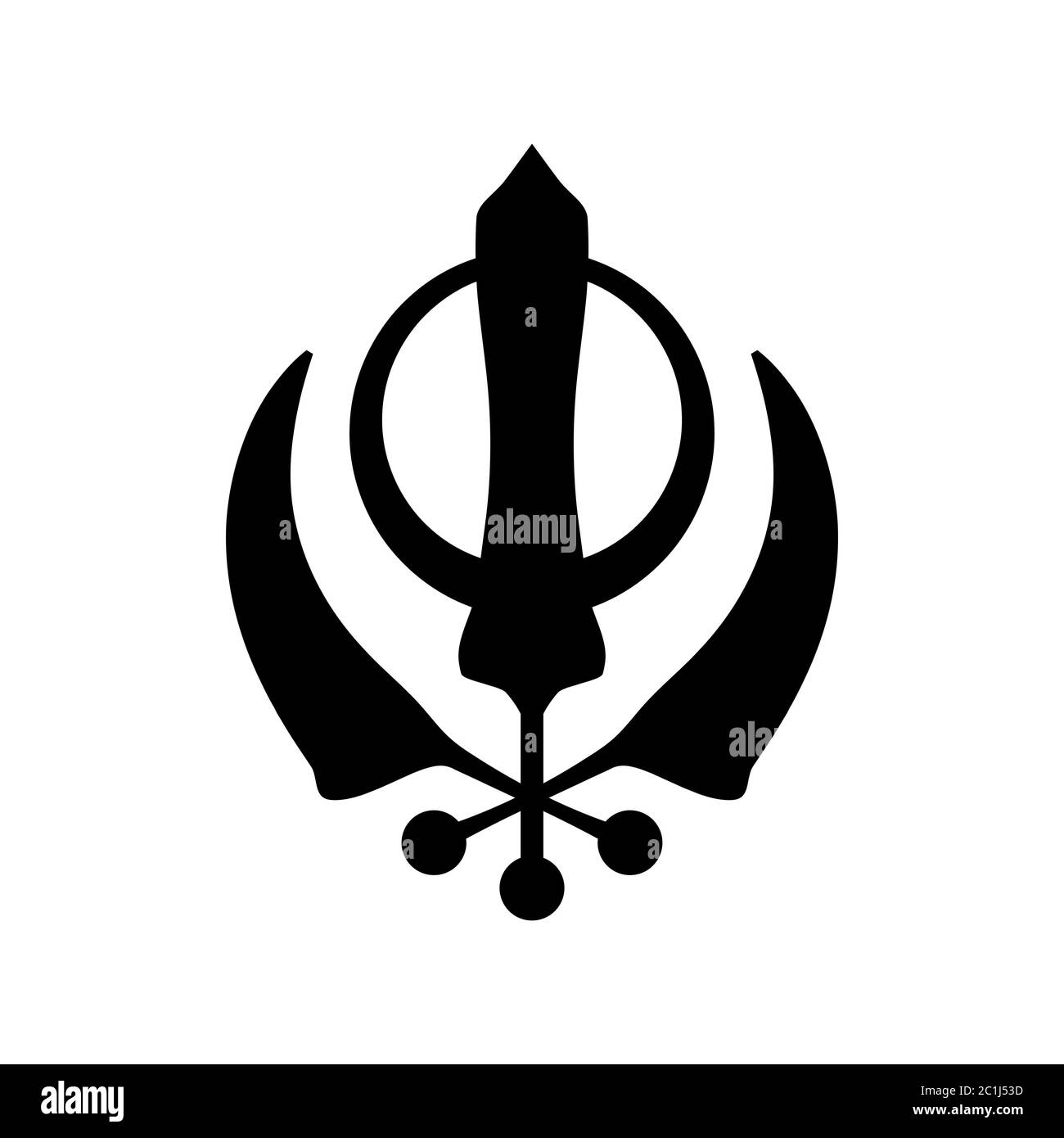 Kirpans - drei gebogene Schwerter, Symbol der Sikhi Religion. (Orientalisches Sakramentssymbol). Stockfoto