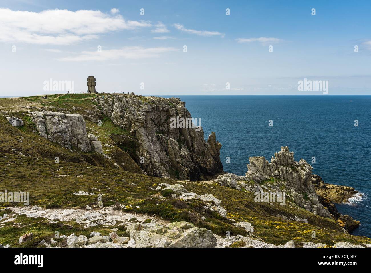 Pen Hir mit Monument aux Bretons de la France Libre Stockfoto