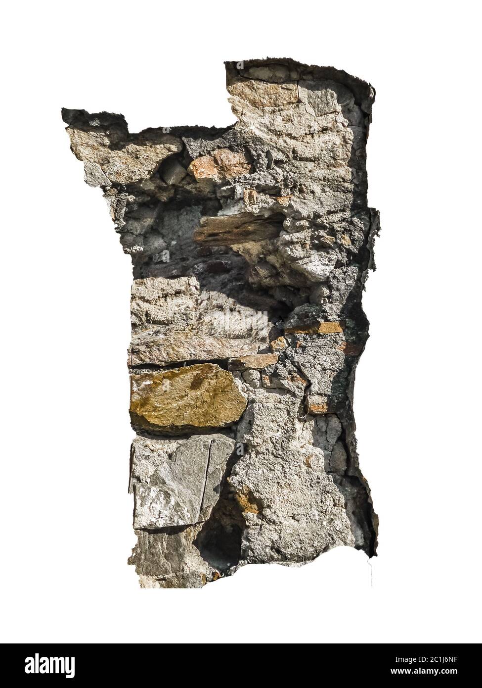 Zerbrochene Konkret-Wand Isoliert Stockfoto