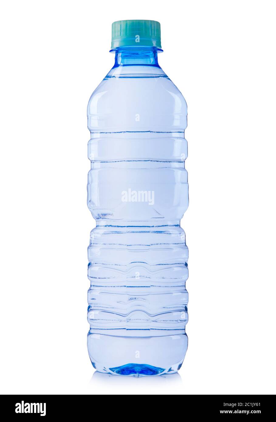 Nahaufnahme einer Plastikflasche auf weißem Hintergrund Stockfoto