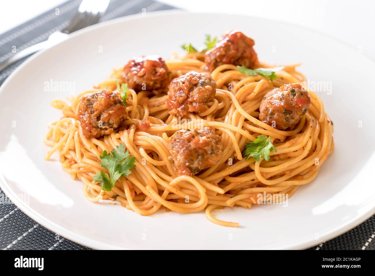 Spaghetti und Fleischbällchen - italienische Küche Stockfoto