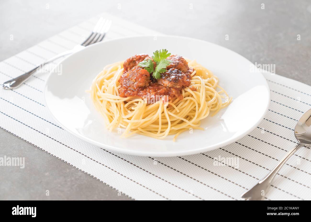 Spaghetti und Fleischbällchen - italienische Küche Stockfoto