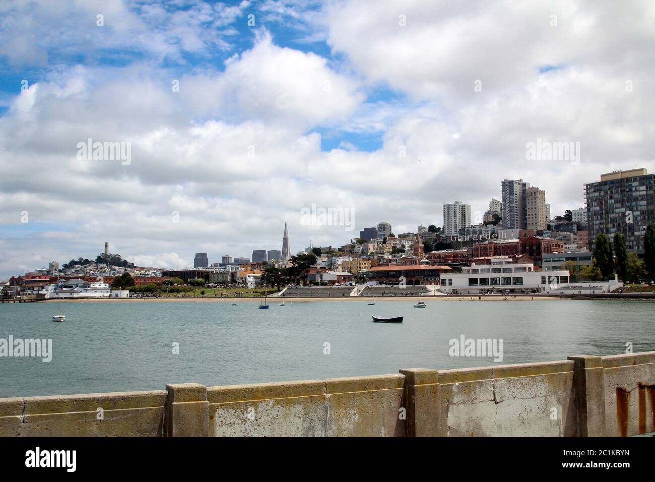 Blick auf San Francisco, die Bucht von San Francisco, das Gefängnis Alcatraz Stockfoto