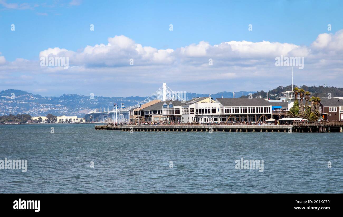 Blick auf San Francisco, die Bucht von San Francisco, das Gefängnis Alcatraz Stockfoto