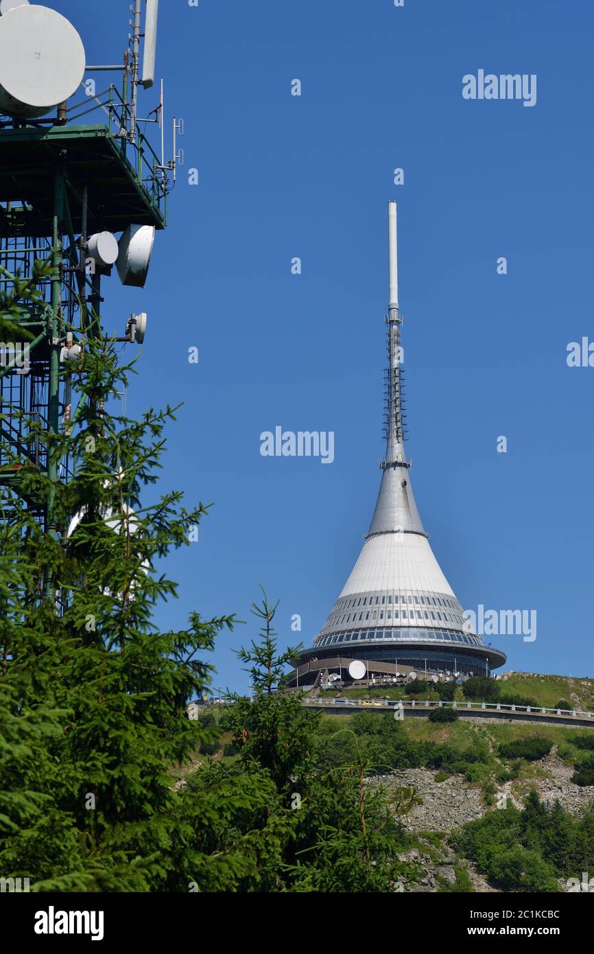 Blick auf Jested (Jeschken) bei Liberec Stockfoto