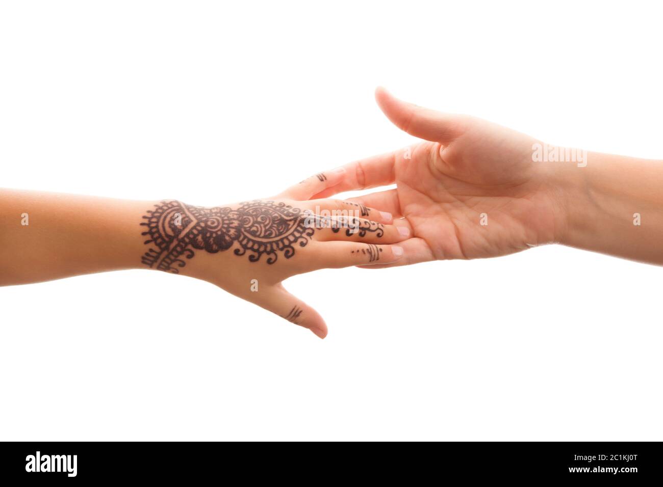 Henna-Ornamente Auf Mädchen Hand in Nähe Stockbild - Bild von hand