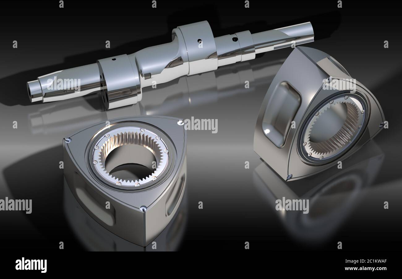 Die Teile von Wankel Motor. Stockfoto