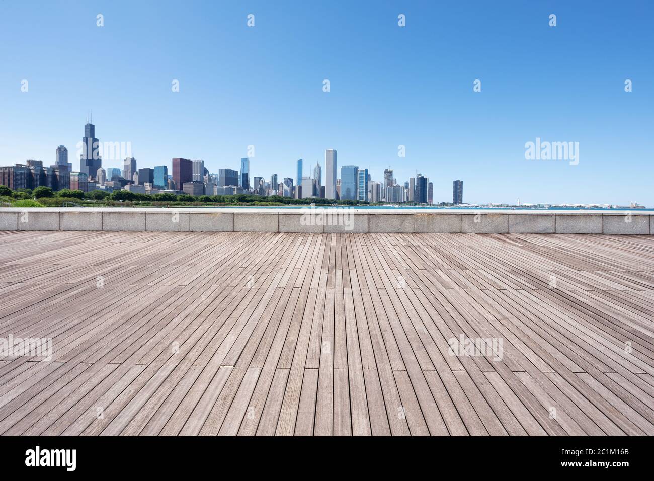Leerer Boden mit modernem Stadtbild in chicago Stockfoto