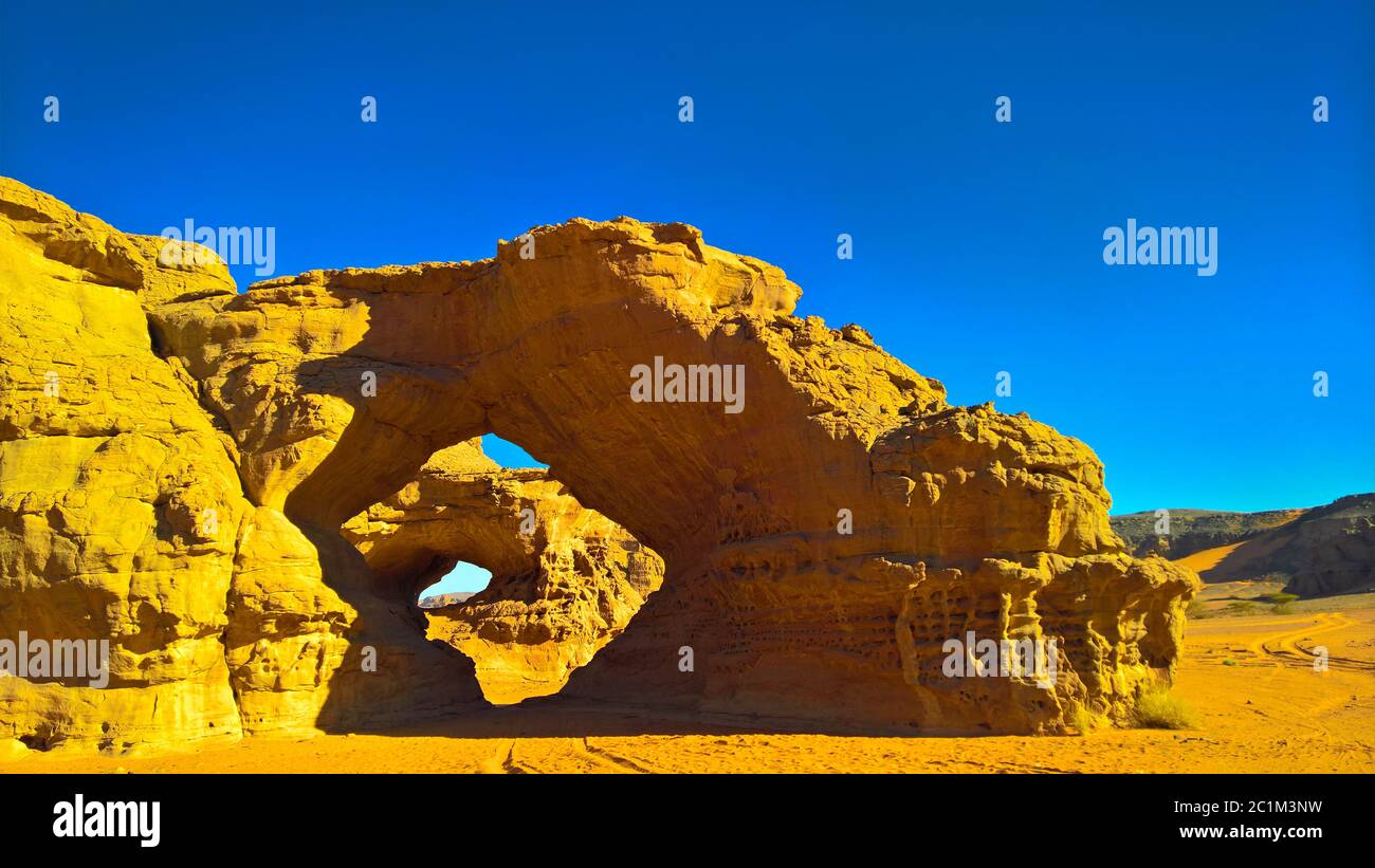 Abstrakte Felsformation an Tamezguida, Tassili nAjjer Nationalpark, Algerien Stockfoto