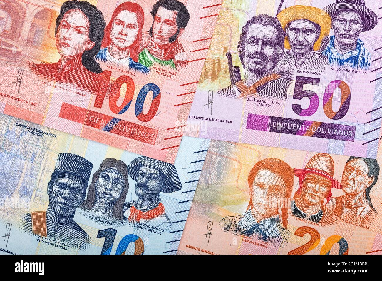 Bolivianischer Boliviano ein Hintergrund Stockfoto