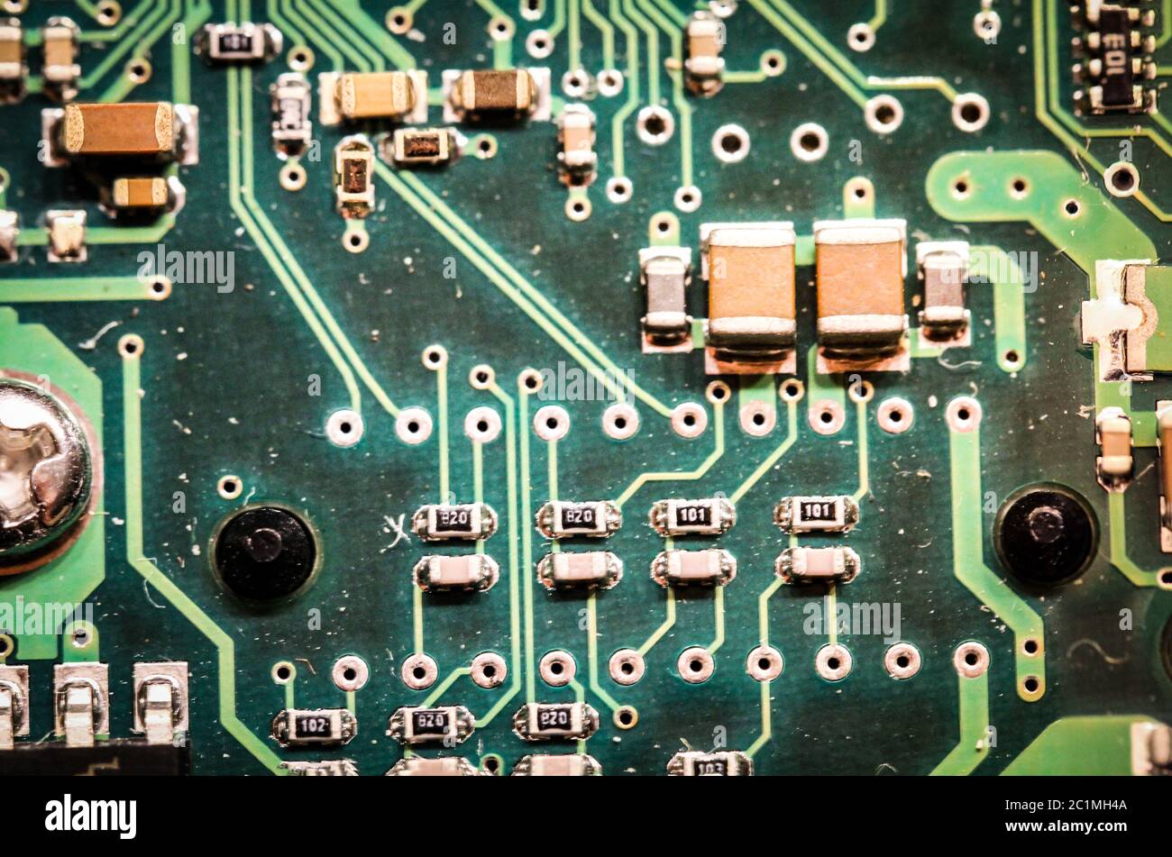 Diese sind detaillierte Ansichten der elektronischen Komponenten Stockfoto