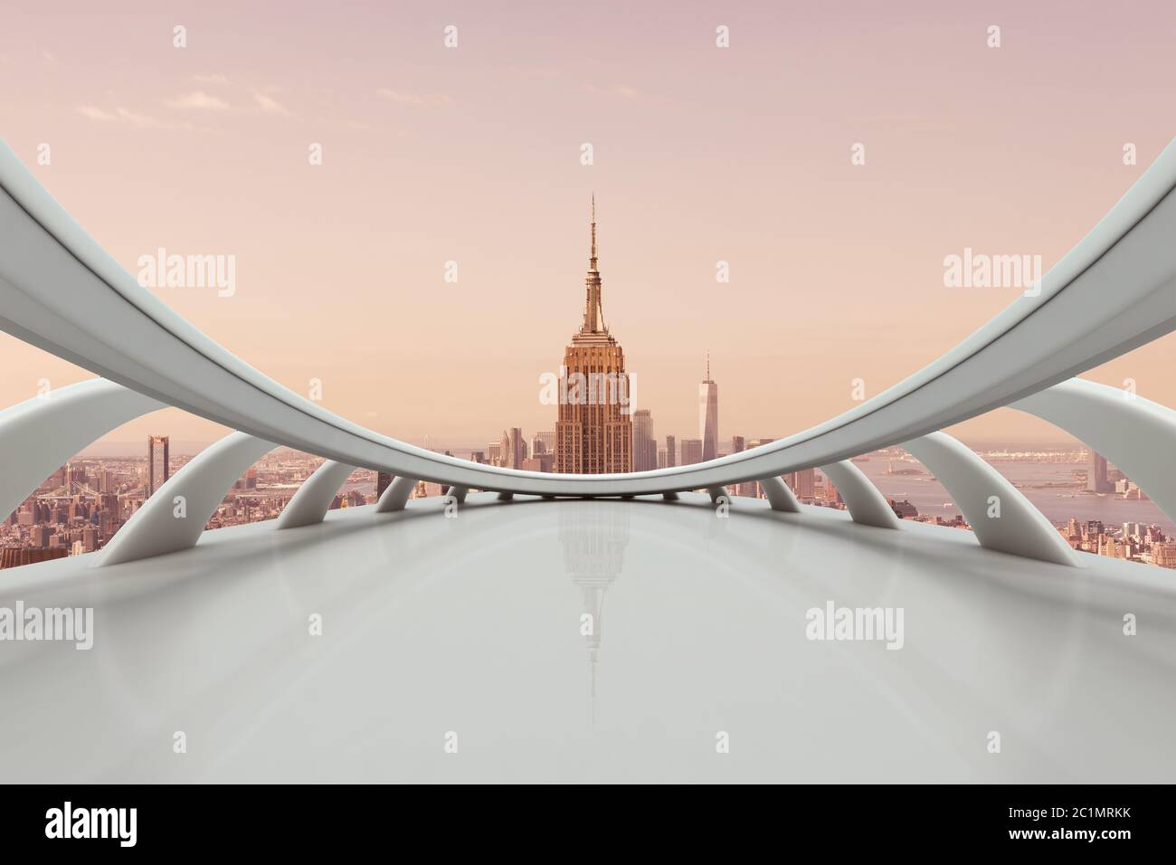Leerer Boden mit modernem Stadtbild in New york Stockfoto