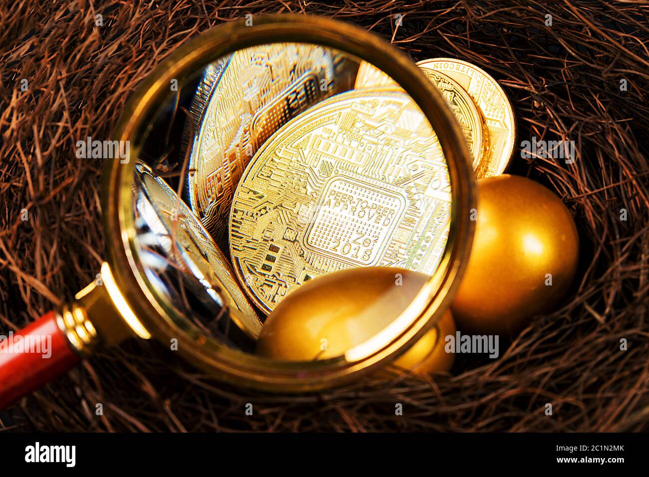 Bitcoin Cryptocurrency digitale Bit Münze BTC Währung Technologie Business Internet Konzept. Stockfoto
