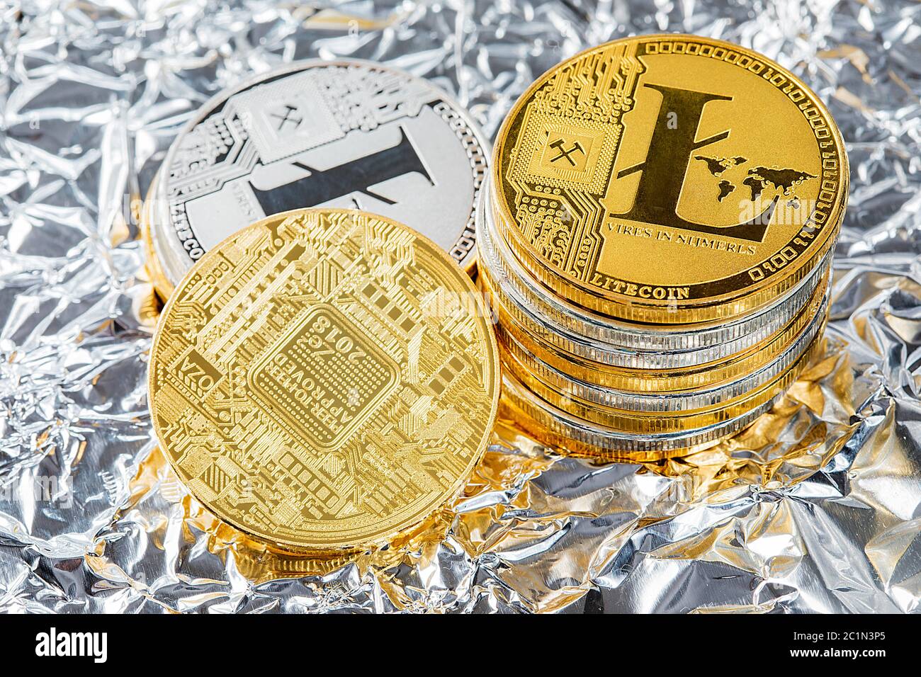 Bitcoin Cryptocurrency digitale Bit Münze BTC Währung Technologie Business Internet Konzept. Stockfoto