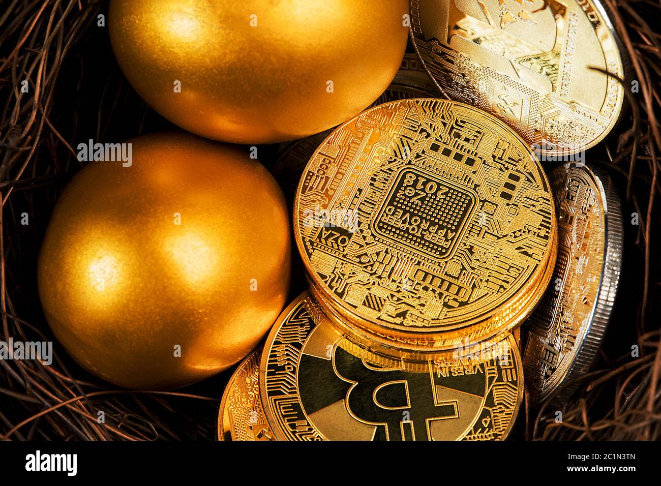 Bitcoin Cryptocurrency digitale Bit Münze BTC Währung Technologie Business Internet Konzept. Stockfoto