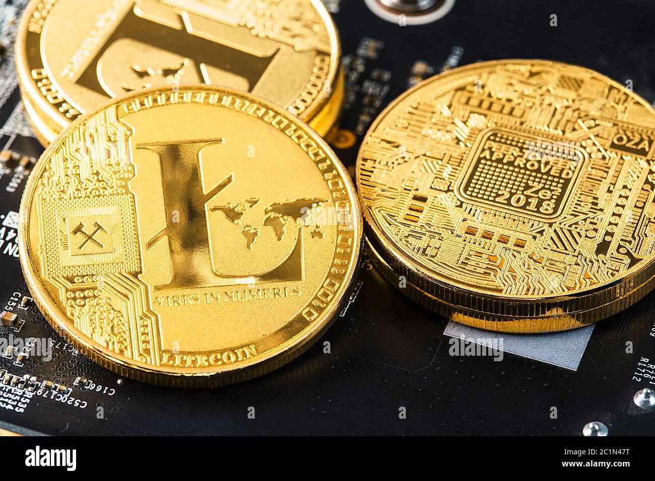 Bitcoin Cryptocurrency digitale Bit Münze BTC Währung Technologie Business Internet Konzept. Stockfoto