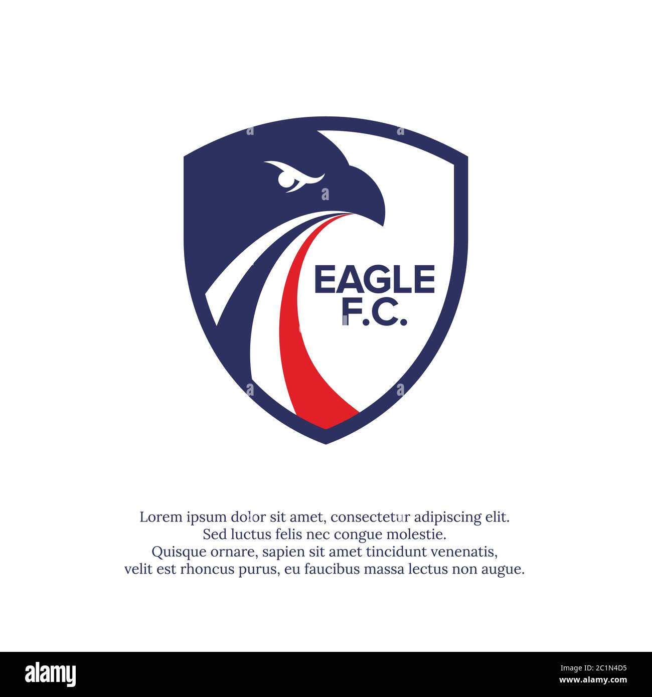 Vektor-Illustration eines Schildes mit Adlerkopf innen. Geeignet für Logos von Fußballvereinen, Sportunternehmen und Organisationen. Stock Vektor
