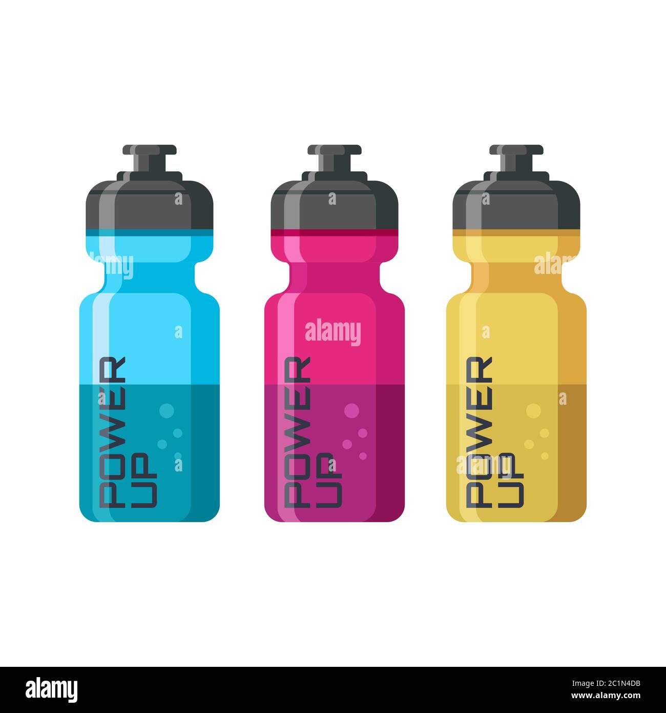 Design-Konzept für Energy-Drink-Flaschen für sportliche Aktivitäten. Professionelles Produktdesign für Modellbeispiele von Sportflaschen-Verpackungen Stock Vektor