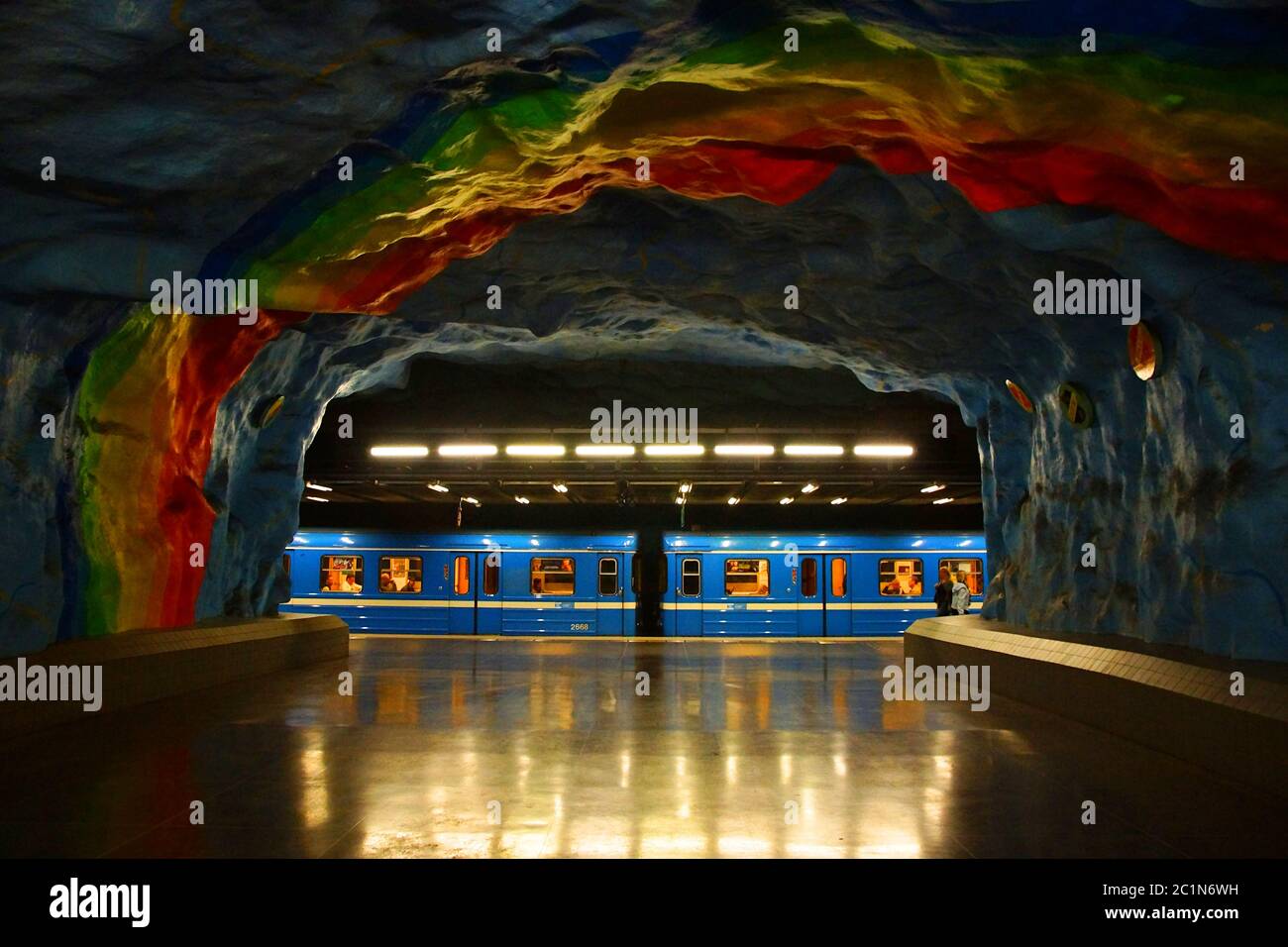 Die Station Stadion ist eine Hommage an die Olympischen Spiele, die 1912 in Schweden ausgetragen wurden Stockfoto