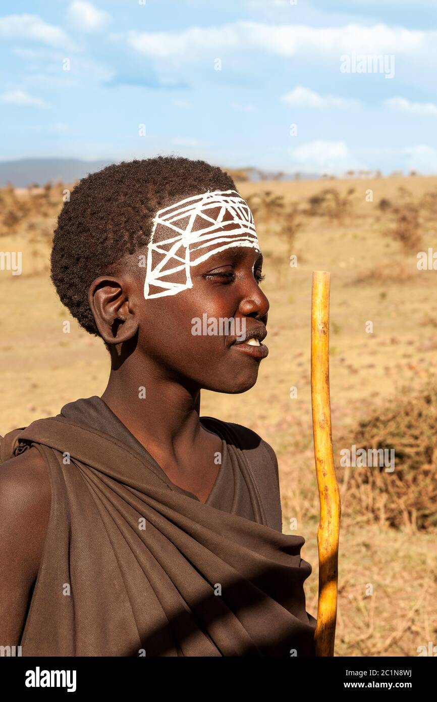 Porträt des jungen maasai. Stockfoto