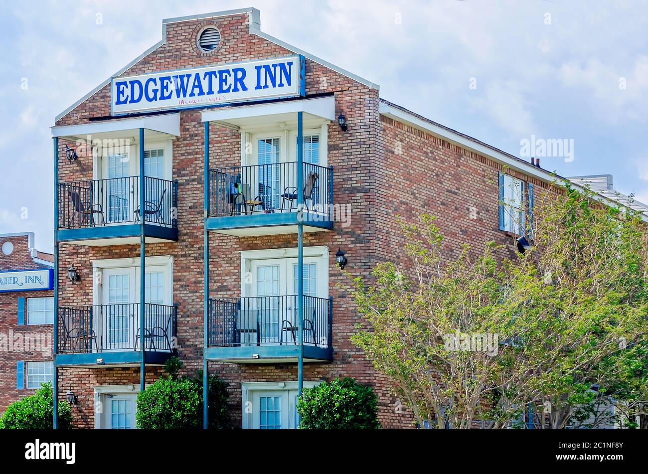 Das Edgewater Inn ist am 14. Juni 2020 in Biloxi, Mississippi, abgebildet. Das dreistöckige Motor Inn wurde 1987 am Beach Boulevard erbaut. Stockfoto
