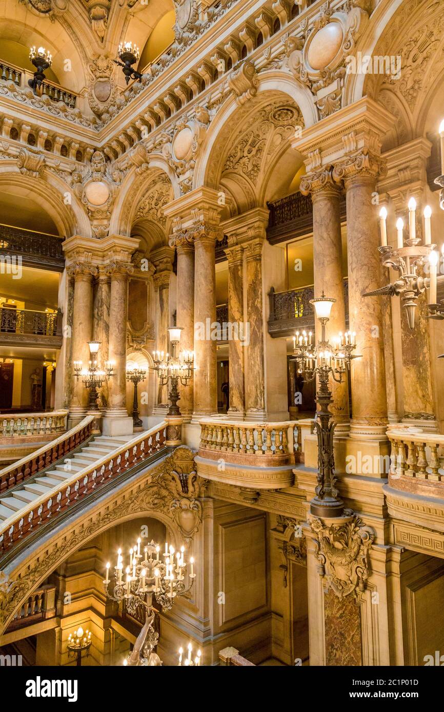 Paris, Frankreich, März 31 2017: Innenansicht der Opera National de Paris Garnier, Frankreich. Es wurde von 1861 bis 1875 für t gebaut Stockfoto