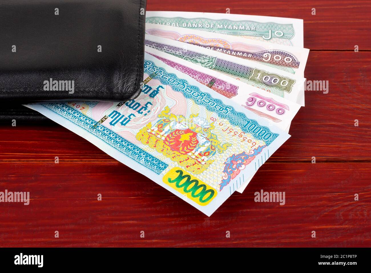 Die burmesische Kyat in die Brieftasche zurück Stockfoto