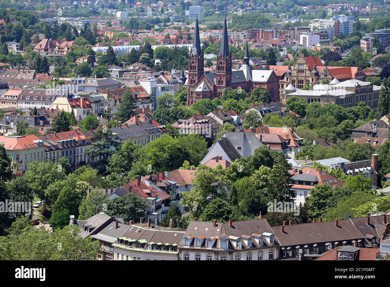 Wiehre in Freiburg mit st. Johns Kirche Stockfoto