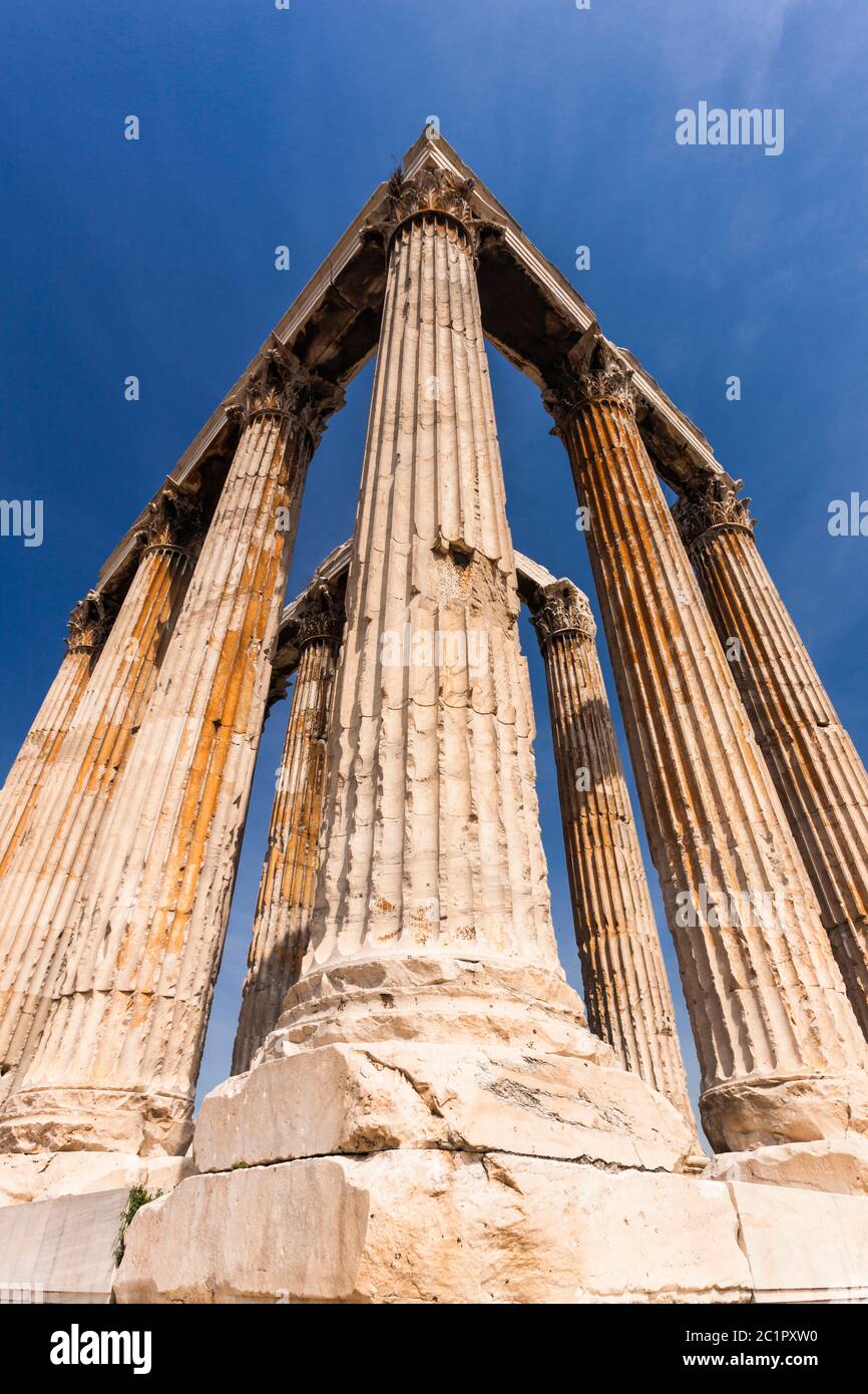 Tempel des Zeus, Tempel des olympischen Zeus, Säulen des olympischen Zeus, Athen, Griechenland, Europa Stockfoto