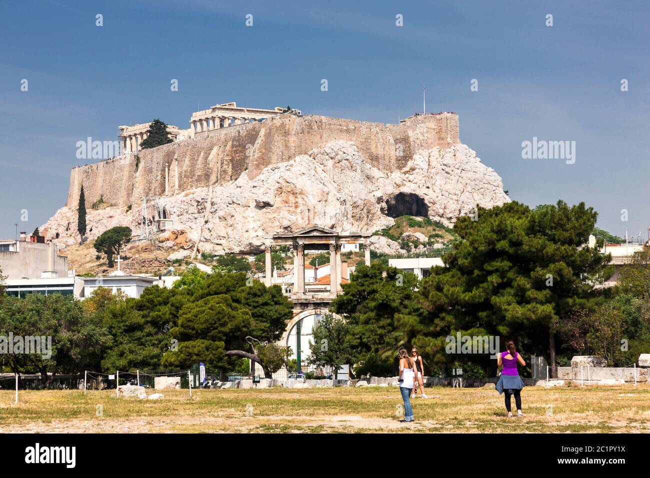 Akropolis von Athen vom Zeustempel, Athen, Griechenland, Europa Stockfoto