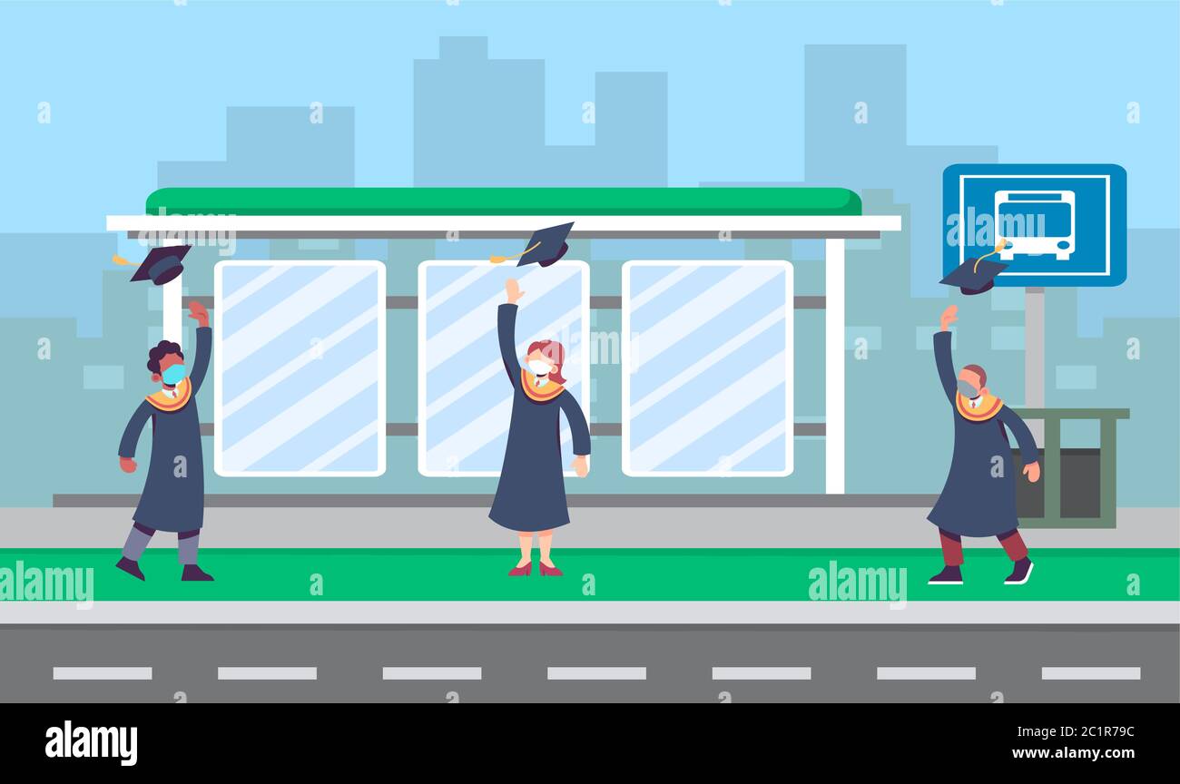 Ingenieurabsolventen spielen unterwegs Stock Vektor