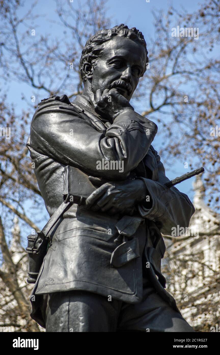 Statue des Generalmajors Charles Gordon (1833 - 1885) berühmt für Widerstand gegen die Belagerung von Khartum, wo er enthauptet wurde. Denkmal des Ministeriums von Def Stockfoto